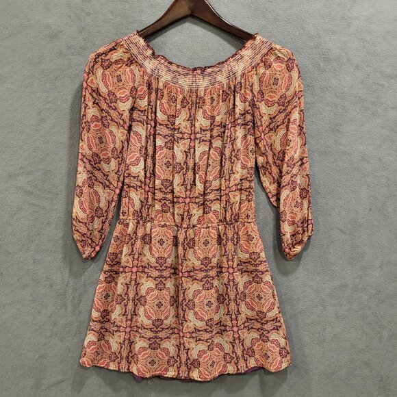 Sanctuary Boho Dress‎ Women's Sheer Lined Paisley Print Cottagecore Pockets - Picture 2 of 8